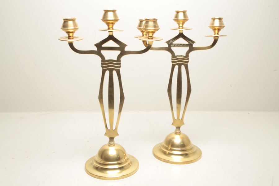 Kandelabrar, 1-par, Jugend, mässing, 1900-talets första hälft