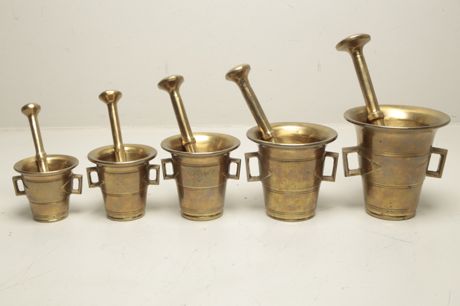 Mortlar, 5st i mässing 