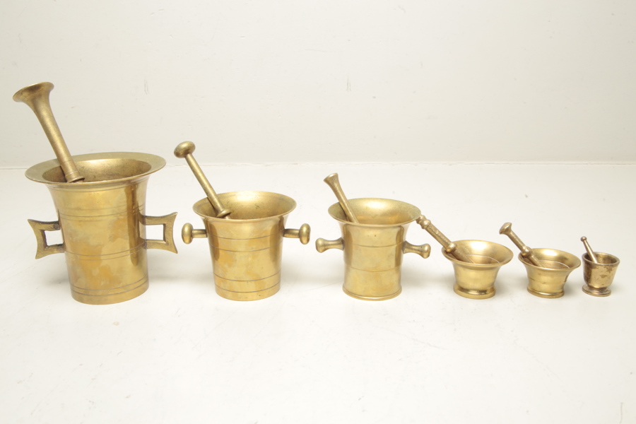 Mortlar i mässing, 6st 