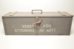 Militär trälåda med text