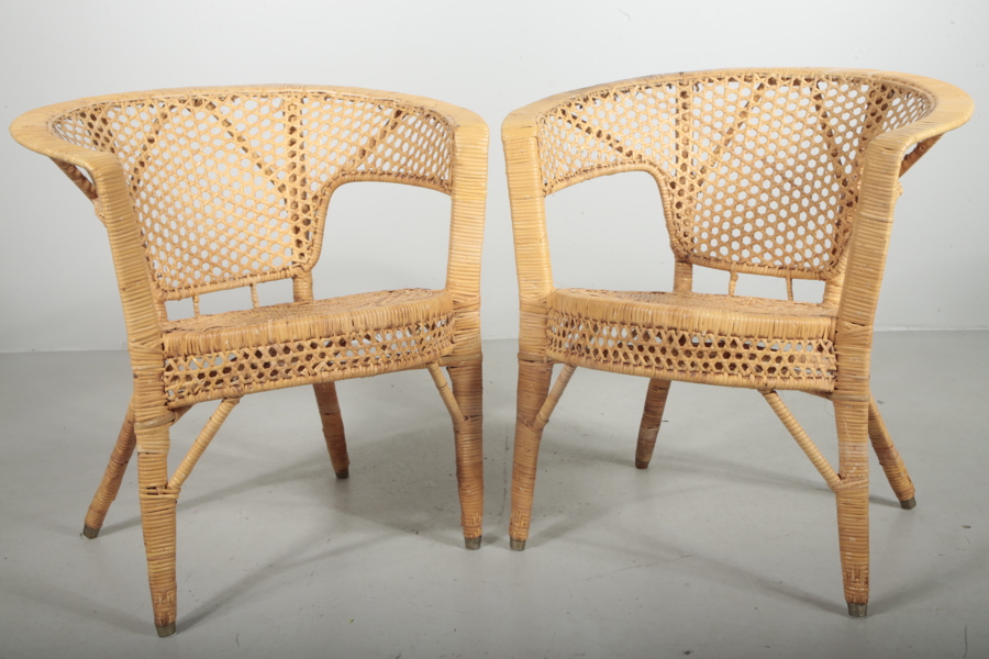 Fåtöljer i rotting, 1-par, 1900-talets andra hälft. 