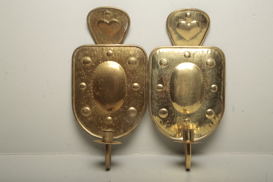 Väggljusplåtar i mässing, 1-par, 1900-tal