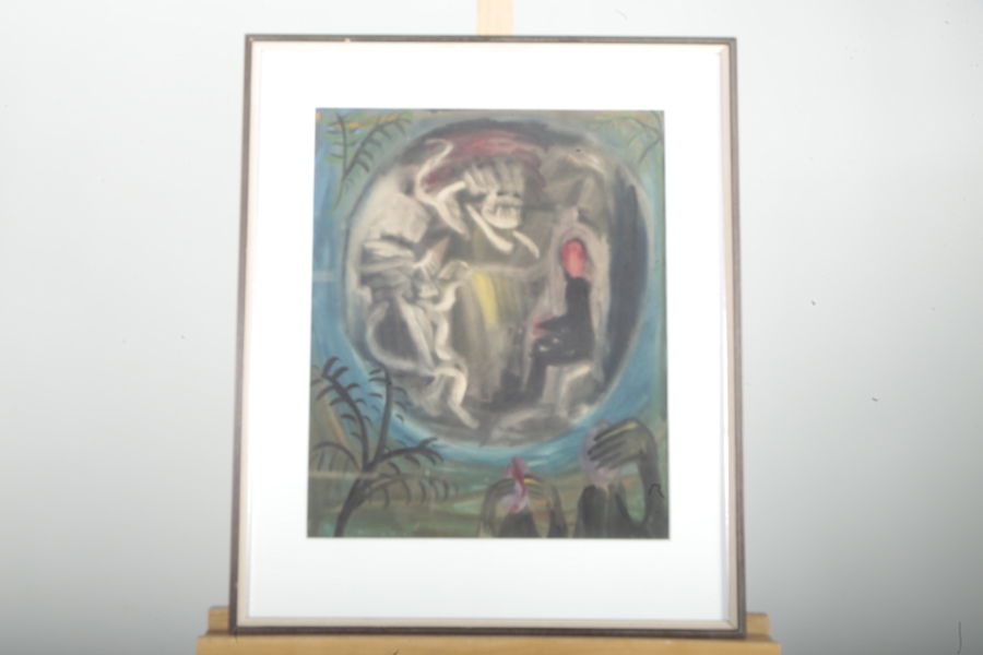 Mårten Andersson, pastell- "David & Lejonet", Signerad 1955