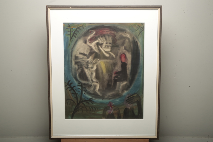 Mårten Andersson, pastell- "David & Lejonet", Signerad 1955