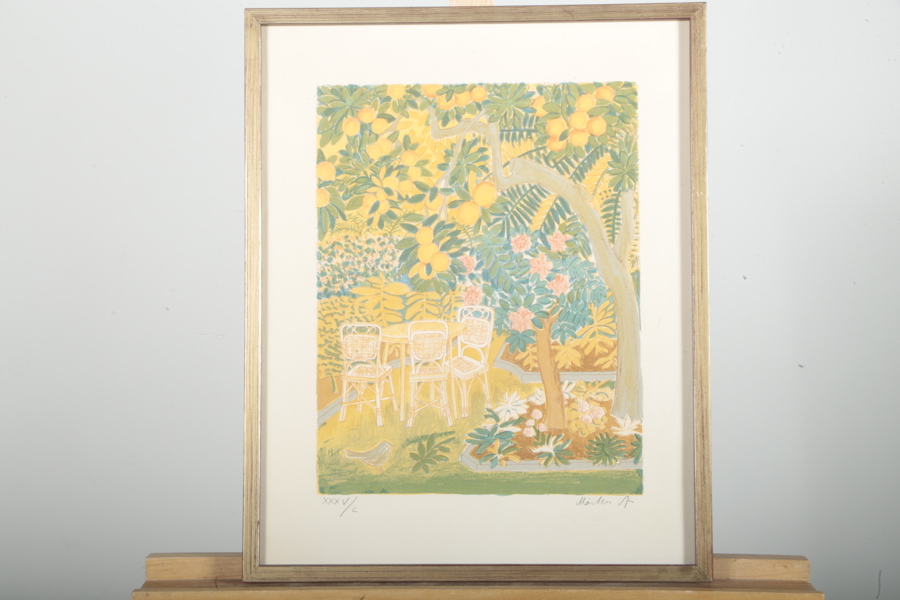Mårten Andersson- Färglitografi "Apelsinträdet", Signerad N:o XXXV/L