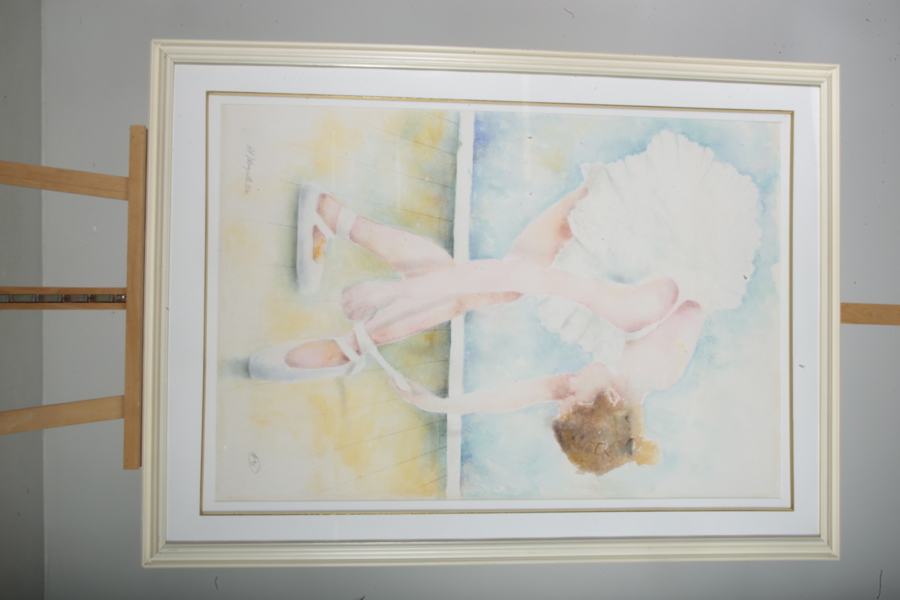 Al Wagiella- Akvarell "Balettdansös", Signerad 