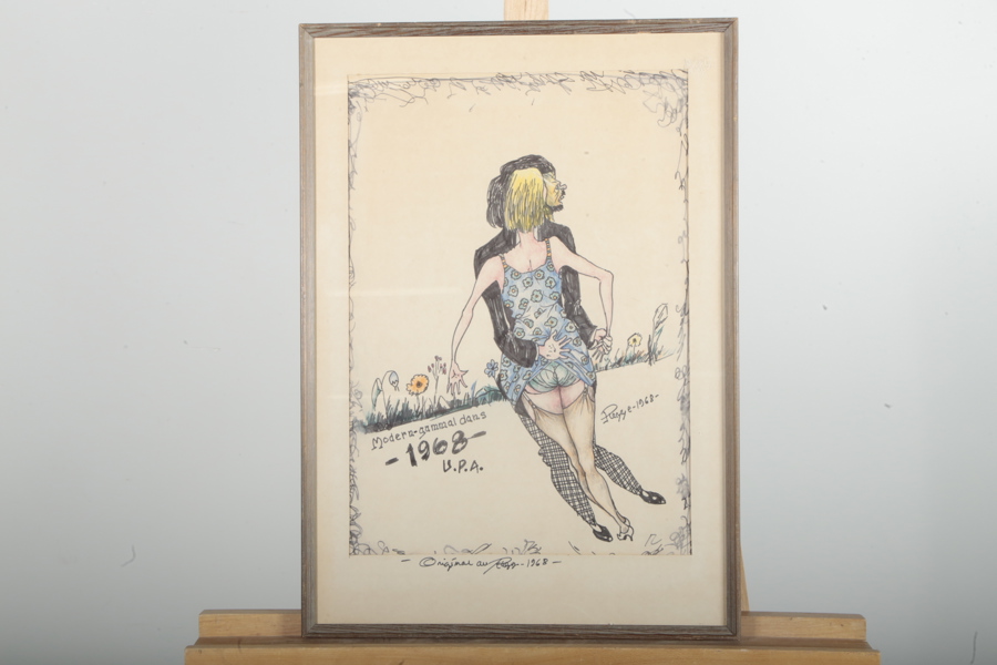 Ragnar Nordin "Ragge", Teckning, Signerad 1968