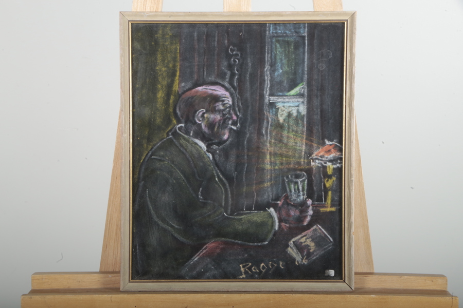 Ragnar Nordin "Ragge", Krita/Pastell, Signerad