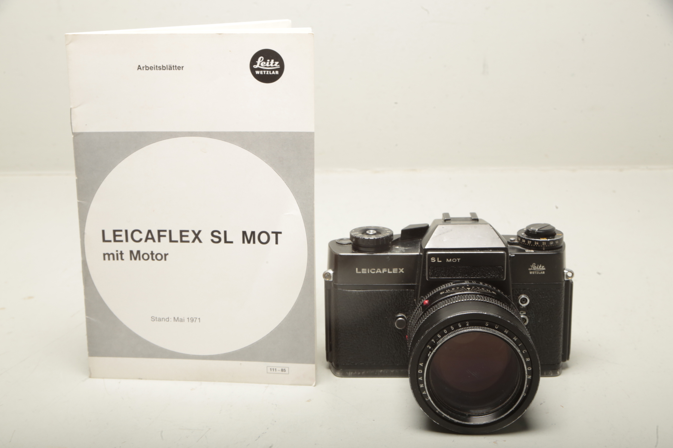 Kamera- Leicaflex SL MOT, Objektiv: Summicron-R 1:2/90m | Auction