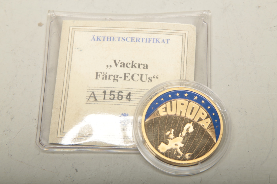 Samlarmynt- "Europa- ECU 1999", Med äkthetscertifikat