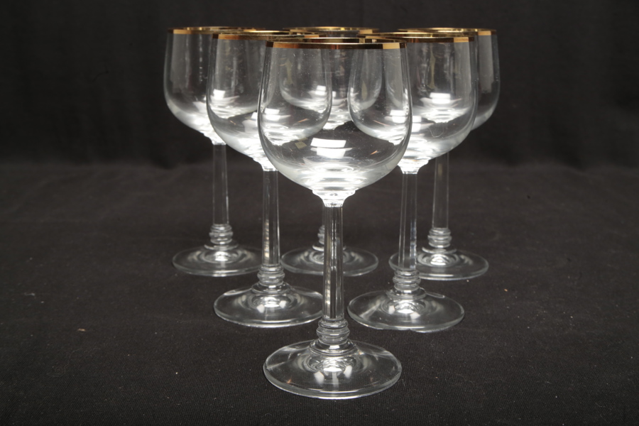Vinglas med guldkant, 6st
