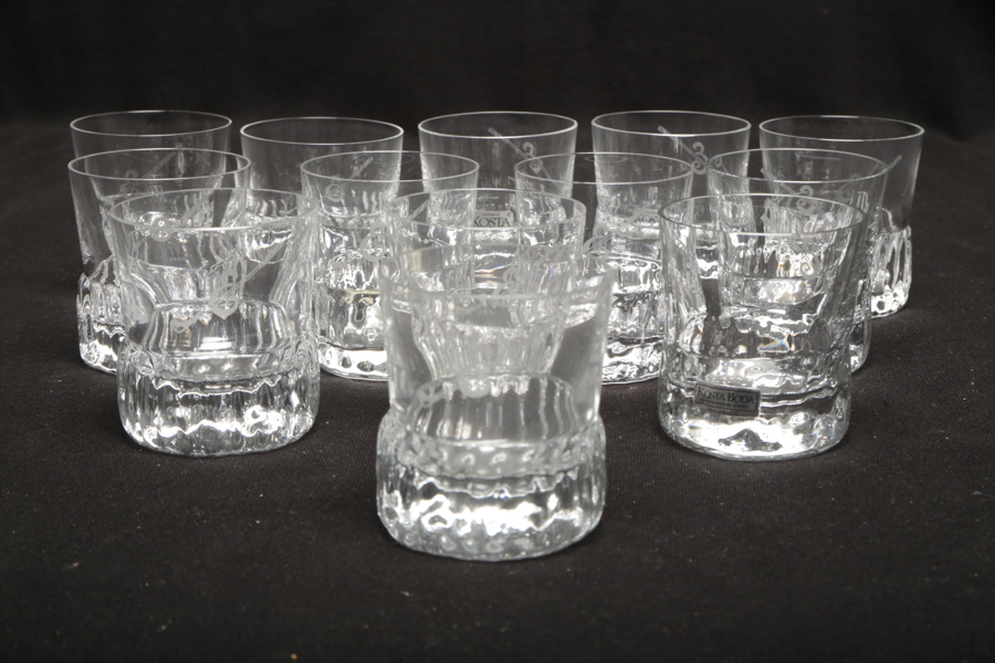 Kosta Boda- Göran Wärff, 13st Whiskyglas "Rubik"
