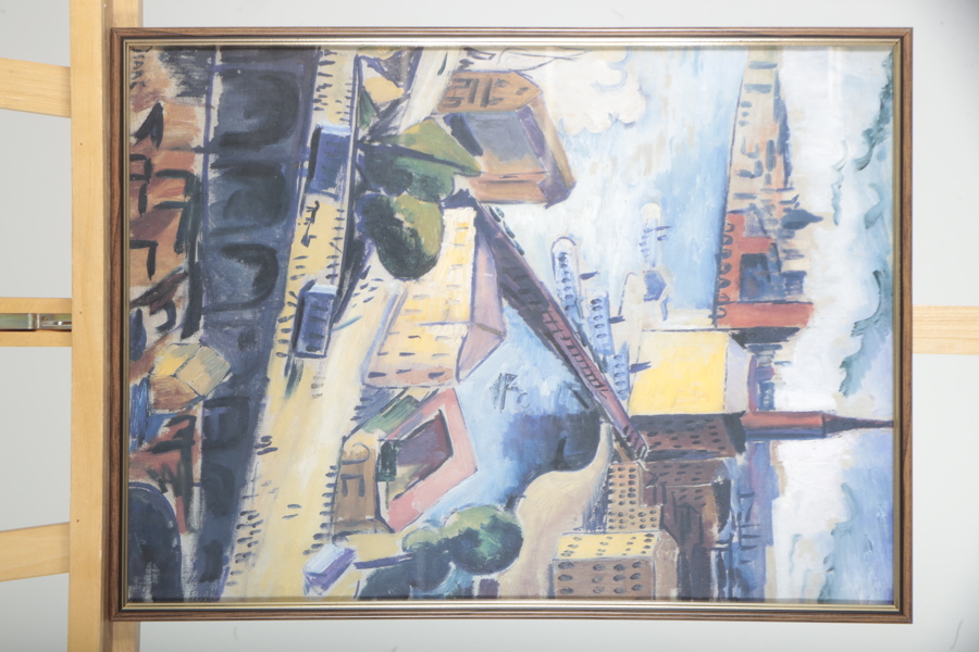 Isaac Grünewald- Inramad Affisch,- efter "Utsikt över Slussen", 