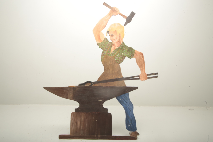 Metallskylt- B. Sundqvist "Sweden", Originalmall för Arbrå järnhandel, Signerad 1966