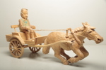 Werner Sjöberg, Träsnideri "Häst med vagn & kusk", Signerad