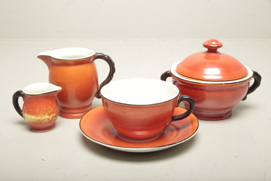 Artur Percy- Servisdelar, Modell K. "Röd fond" Gefle, 5-delar