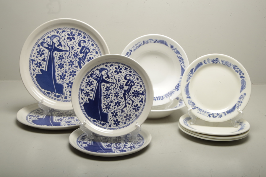 Rörstrand- 6-delar "Medicinalväxter" + 4-delar "Bågskytte"