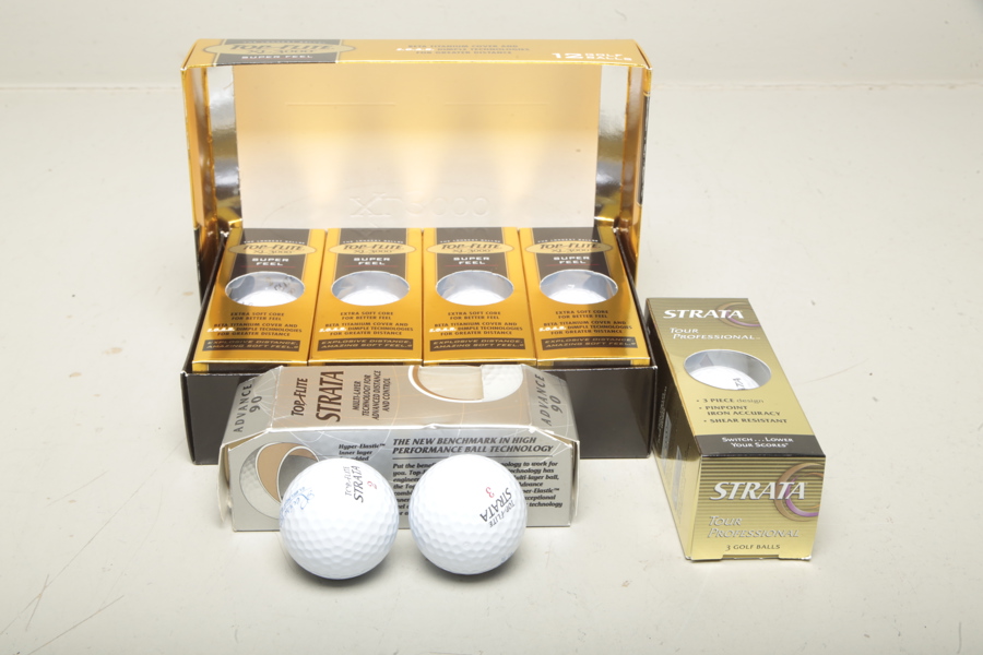 Golfbollar- 1pkt "Top Flite XL3000", 1pkt Strata x3, 1pkt Strata Advance 90 x3
