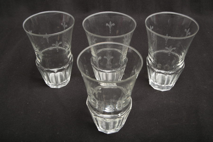 Dricksglas, 4st med slipad dekor