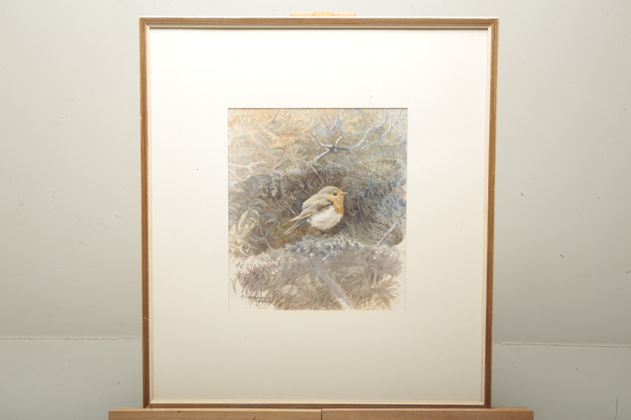 Per Larsson "Tecknar Lasse"- Akvarell "Fågel", Signerad 1980