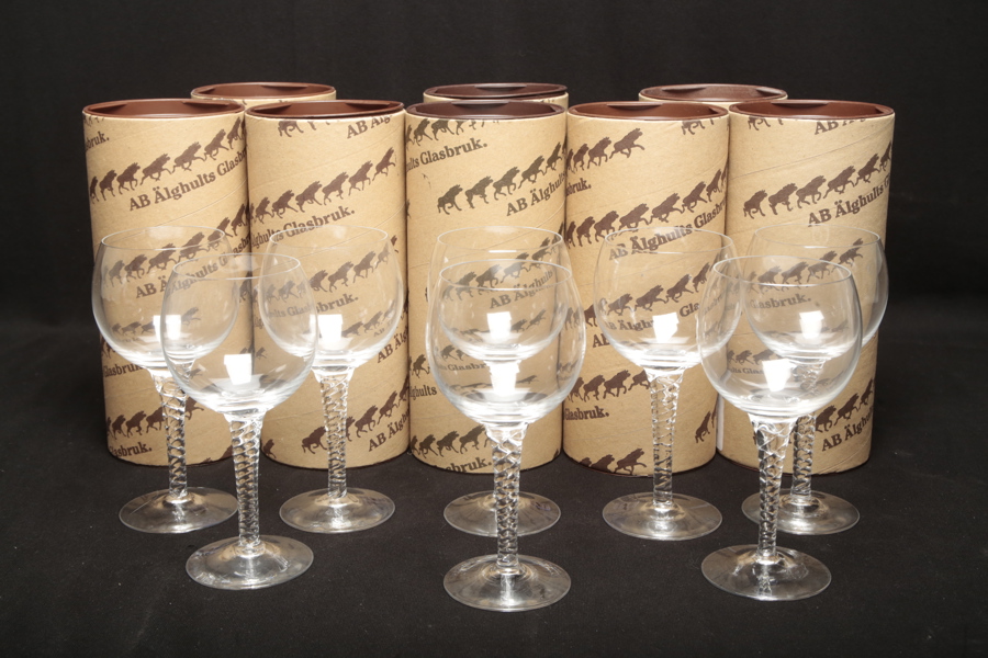 Älghults Glasbruk- 8st Vinglas "Twist", Design: Rolf Sinnemark 