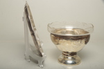 Uppsatsskål, 1900-tal, Nysilver med glasinsats & Bricka 