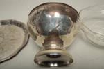 Uppsatsskål, 1900-tal, Nysilver med glasinsats & Bricka 