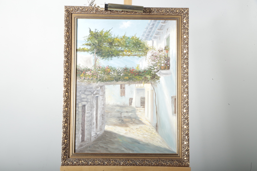 Olja på duk- Okänd konstnär, Motiv från Spanien