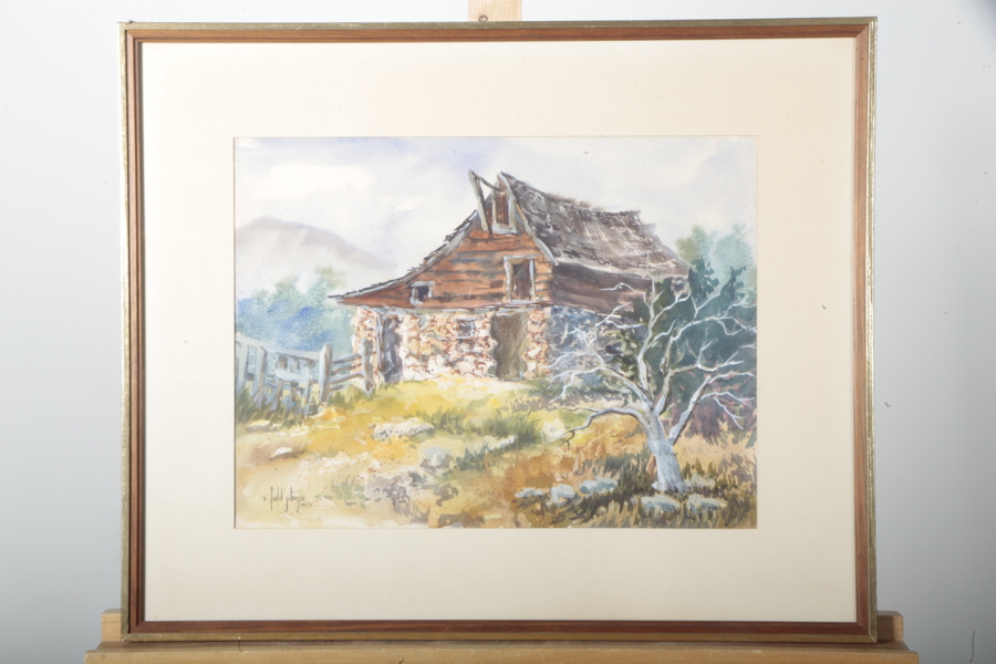 A field Johnson- Akvarell, Signerad 1977