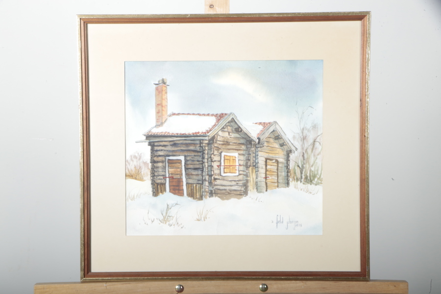 A field Johnson- Akvarell, Signerad 1979