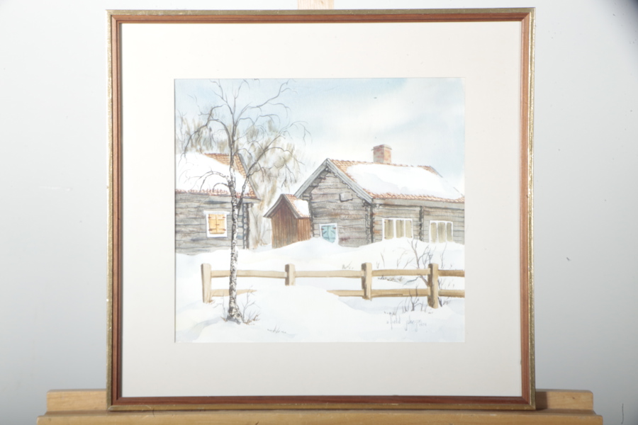 A field Johnson- Akvarell, Signerad 1979