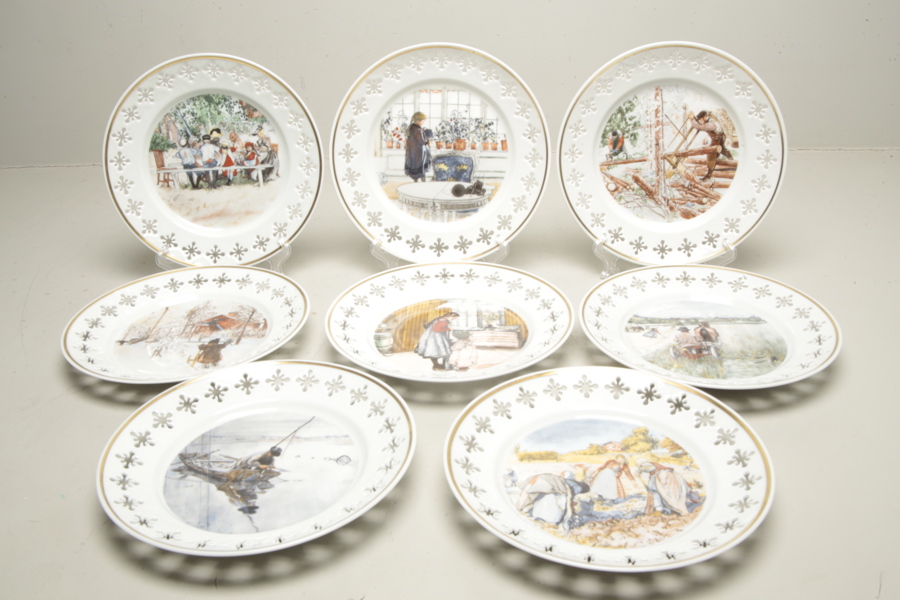 Royal Copenhagen, B & G, 8st Samlartallrikar