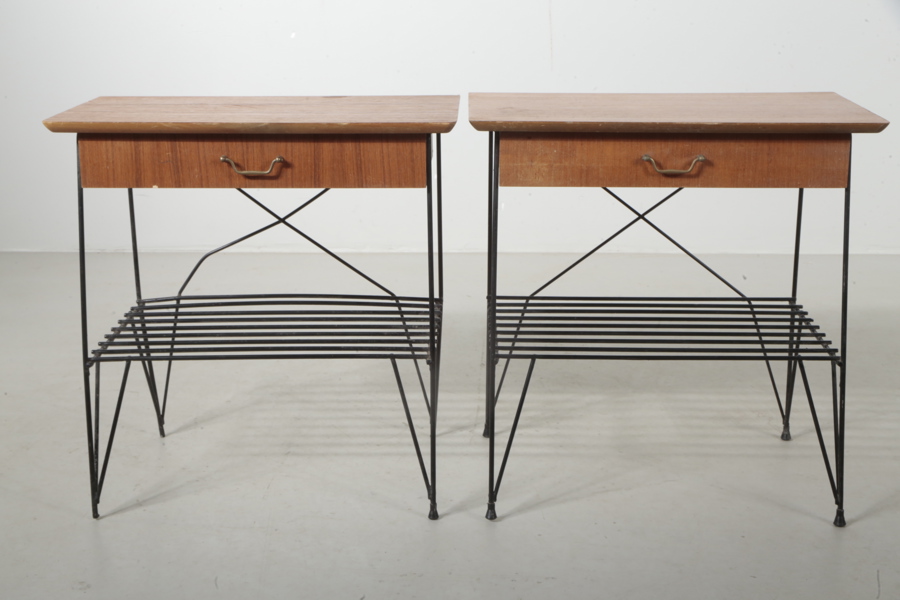 Sängbord i teak, 1-par, "String-modell", 1950/1960-tal