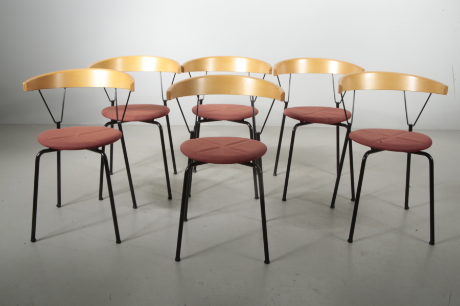 Mårten Cyrén & Jonas Osslund- Stolar "Klyka" 6st, Miljö Expo, 1990-tal