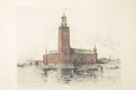Ernst Hällgren- Originaletsning "Stockholms Stadshus", Signerad