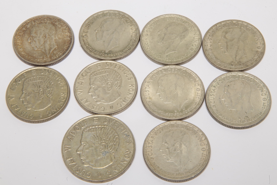 Mynt- 1st Femkrona (1955) & 9st Tvåkrona (1946-1960)