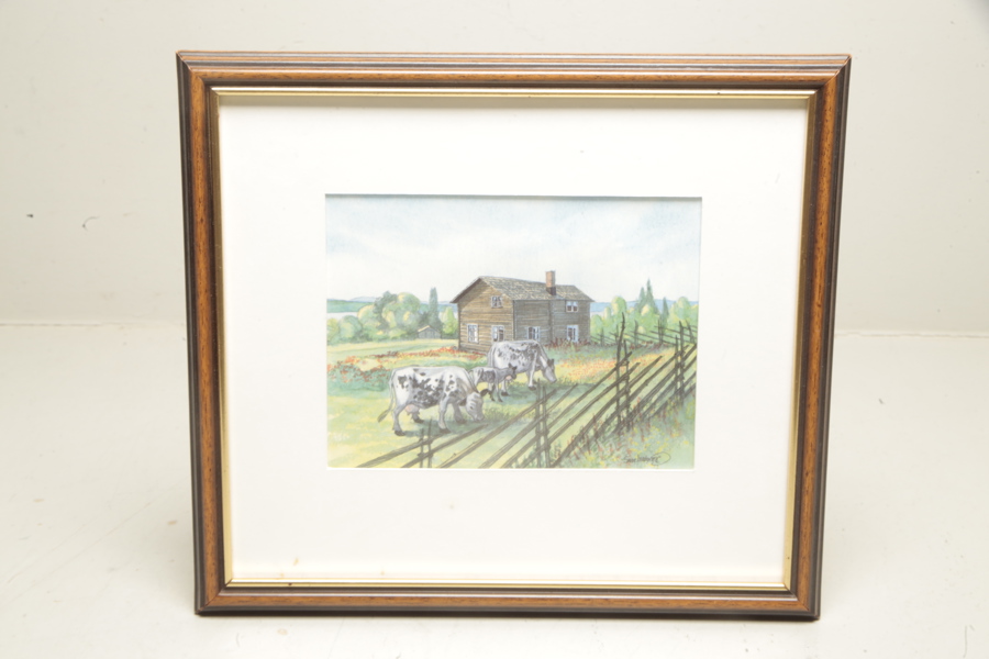 Sune Lundgren- Akvarell, Signerad