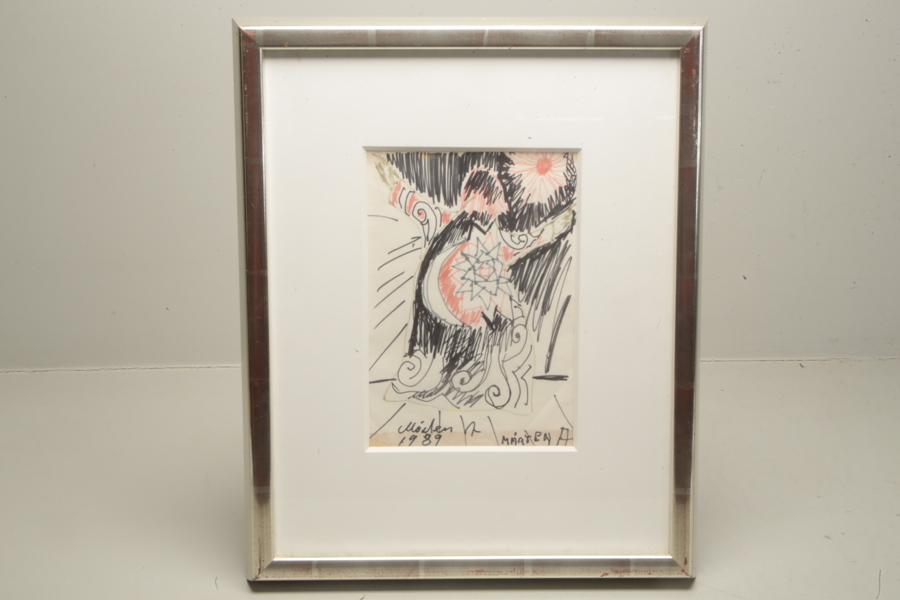 Mårten Andersson- Originalteckning, Motiv: Skiss på kläder till "Awledo", Signerad 1989