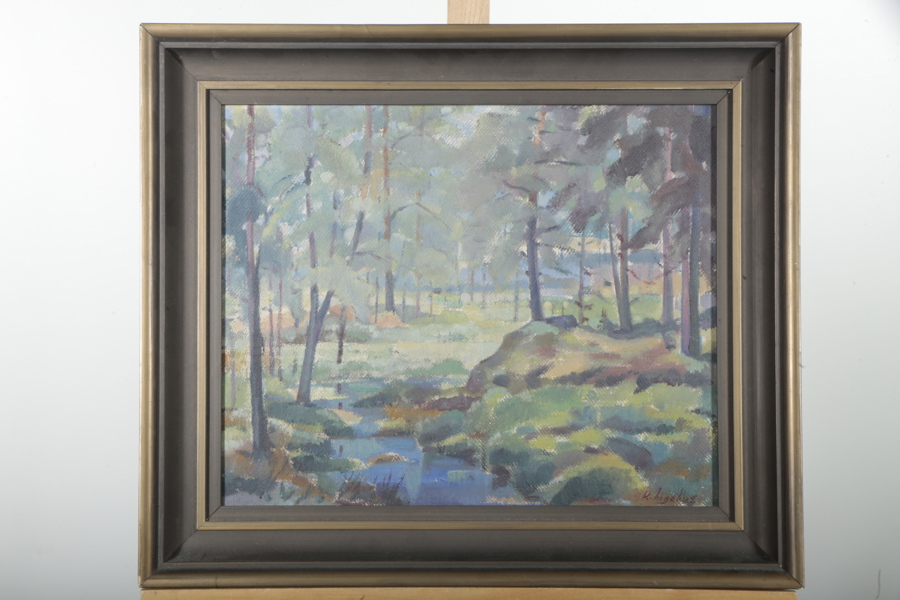 Karl Ingels- Olja på pannå "Skogstjärn", Signerad