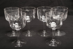 Fotglas, 1930/1940-tal, 6st med slipad dekor.