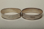 Servettringar i silver, 8st med gravyr