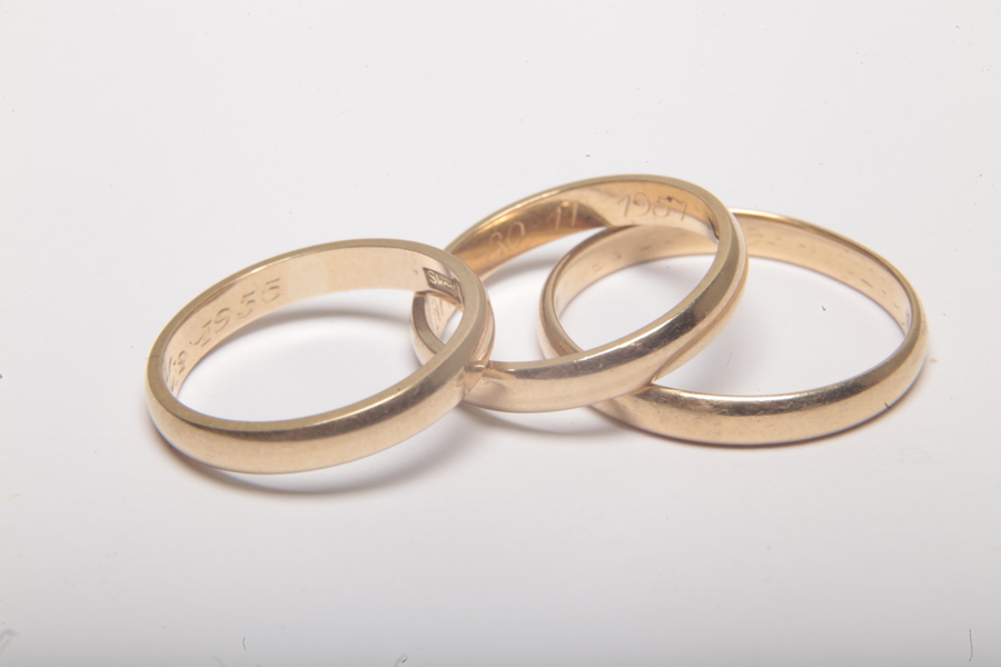18K Guldringar, 3st