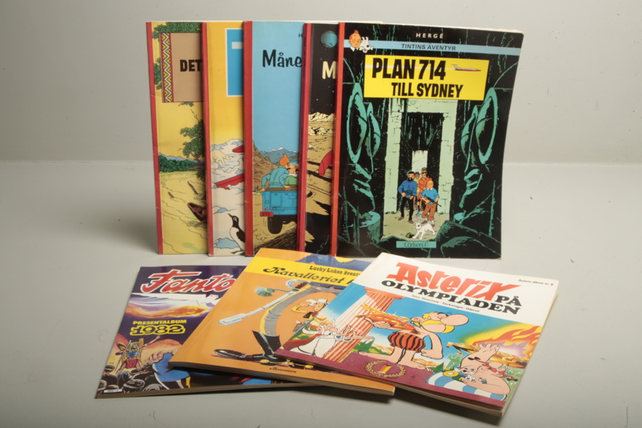 Diverse tidningar- bl.a. Tintins Äventyr, Fantomen & Asterix m.m.