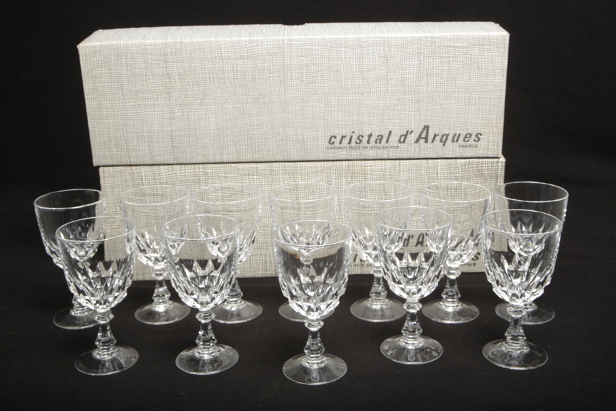 Kristallglas- "Cristal d´Arques, France", 12st Sherry/ Vitvinsglas