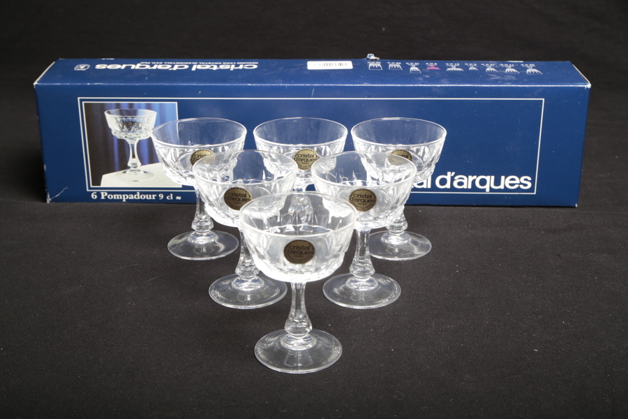 Kristallglas- "Cristal d´Arques, France", 6st Pompadour