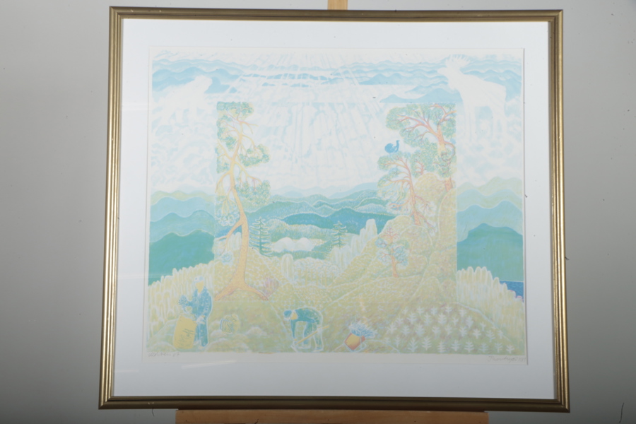 Mårten Andersson- Färglitografi, Motiv ur: "Iggesundsmappen", Provtryck, Signerad 1983