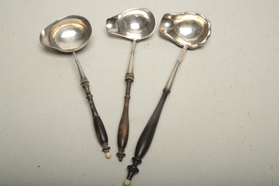 Soppslevar i silver, 3st, 1800/1900-tal