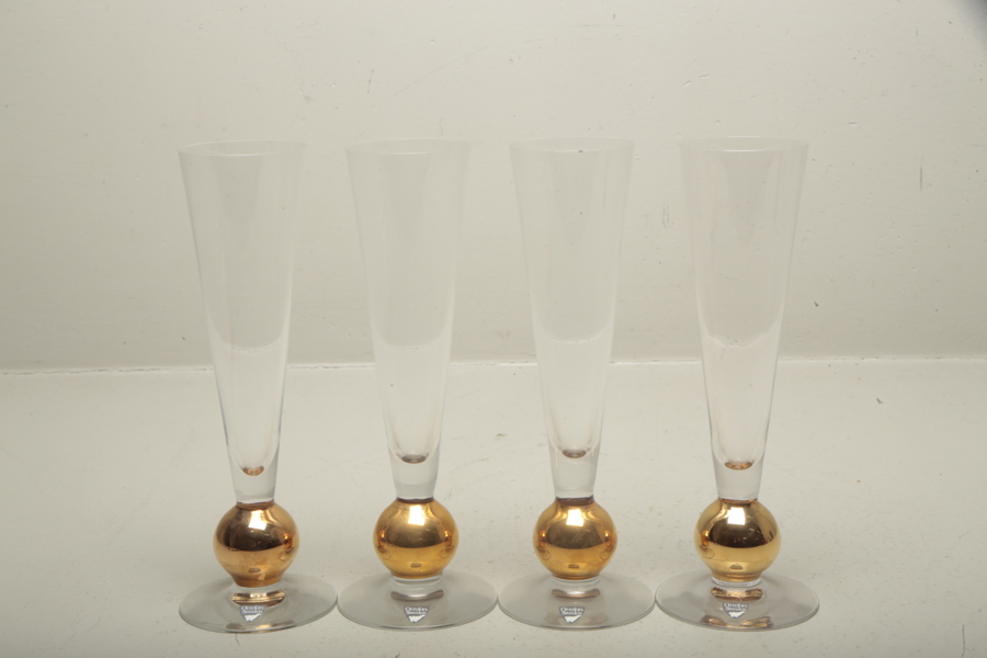 Orrefors- Gunnar Cyrén, 4st Champagneglas ur serien "Nobel"