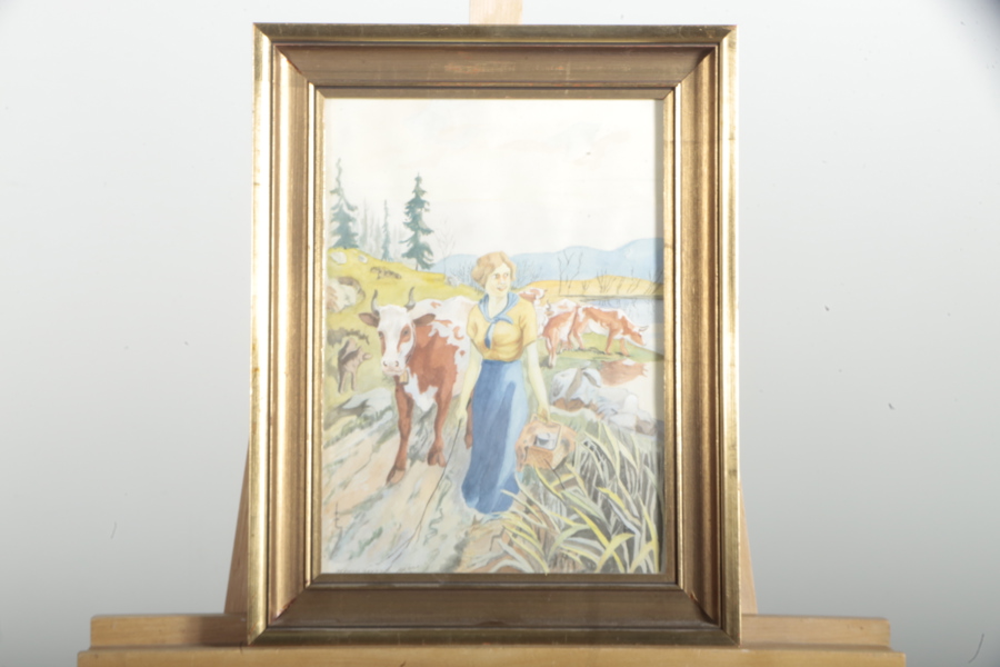 Akvarell- Okänd konstnär, Signerad: 1937
