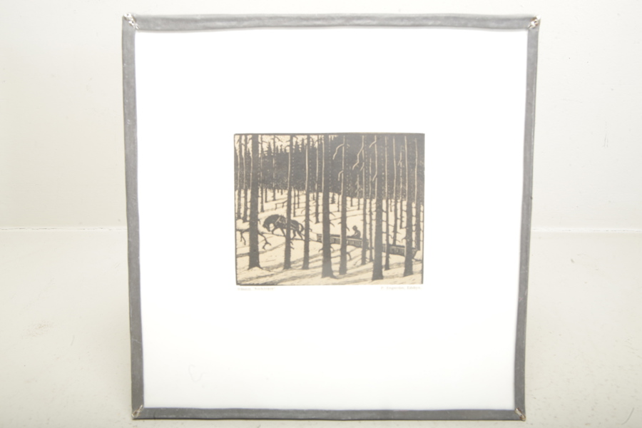 P. Engström- Träsnitt "Kolkörare"